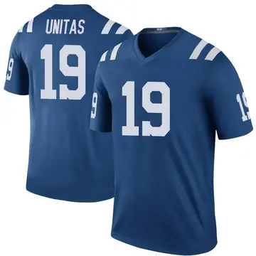 Johnny Unitas Colts Jersey Elite #19 Drift Fashion Royal Blue